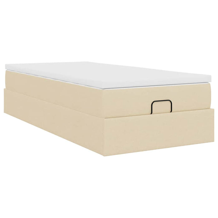 Cadru de pat otoman cu saltea crem 80x200cm stofa - WALTI WALTI