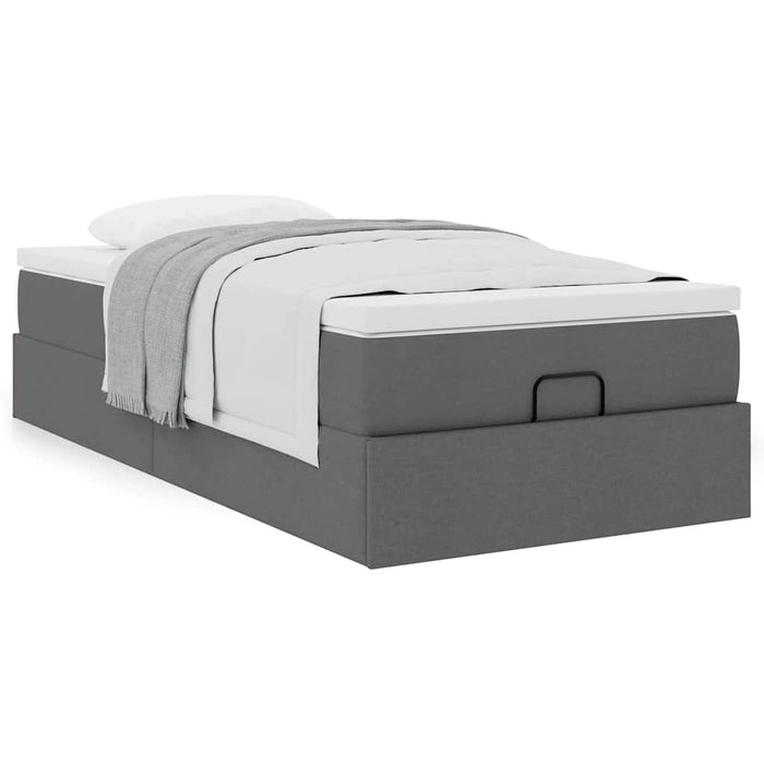 Cadru de pat otoman cu saltele Gri închis 90x190cm țesătură - WALTI WALTI