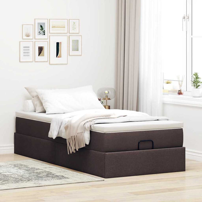 Cadru de pat otoman cu saltea țesătură maro închis 90x190cm - WALTI WALTI