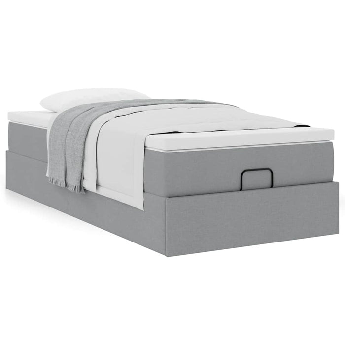 Cadru pat otoman cu saltea țesătură gri deschis 90x200cm - WALTI WALTI