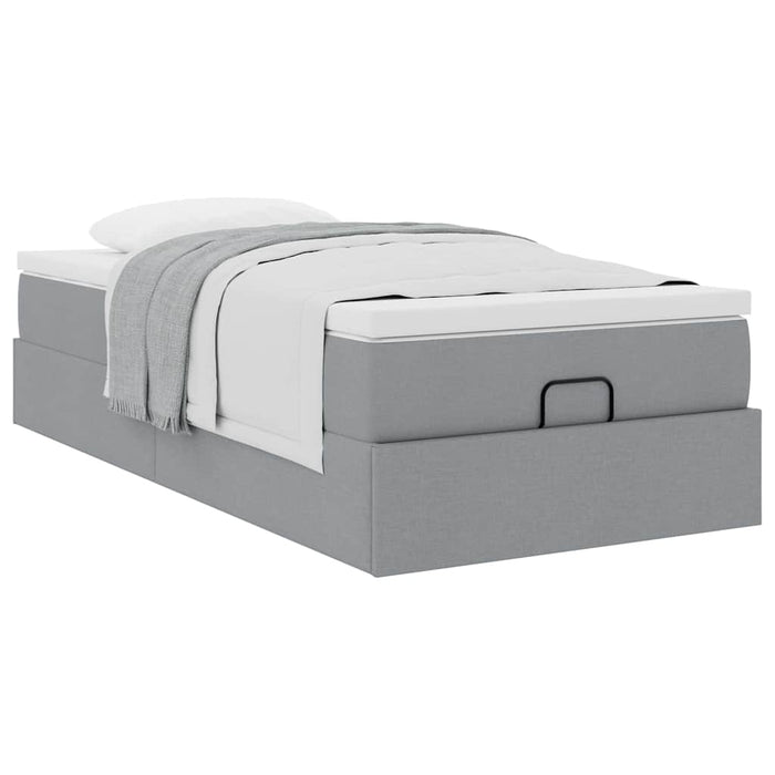 Cadru pat otoman cu saltea țesătură gri deschis 90x200cm - WALTI WALTI