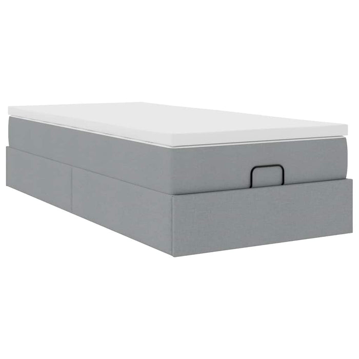 Cadru pat otoman cu saltea țesătură gri deschis 90x200cm - WALTI WALTI