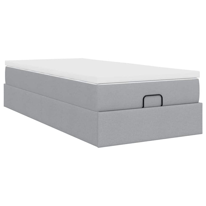 Cadru pat otoman cu saltea țesătură gri deschis 90x200cm - WALTI WALTI