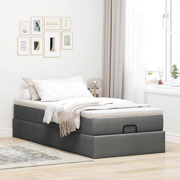 Cadru pat otoman cu saltea țesătură gri închis 90x200 cm - WALTI WALTI