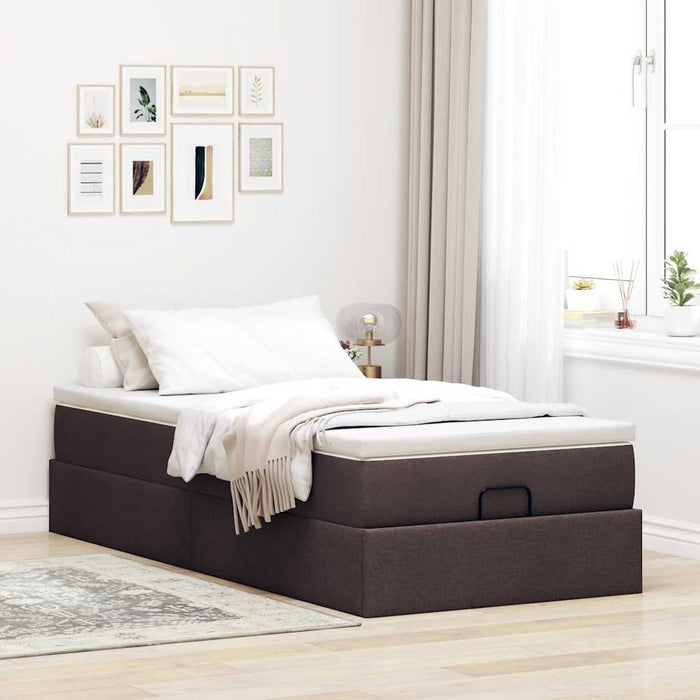 Cadru de pat otoman cu saltea țesătură maro închis 90x200 cm - WALTI WALTI