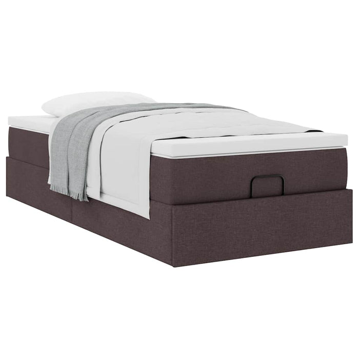 Cadru de pat otoman cu saltea țesătură maro închis 90x200 cm - WALTI WALTI