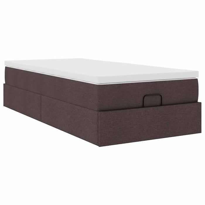 Cadru de pat otoman cu saltea țesătură maro închis 90x200 cm - WALTI WALTI