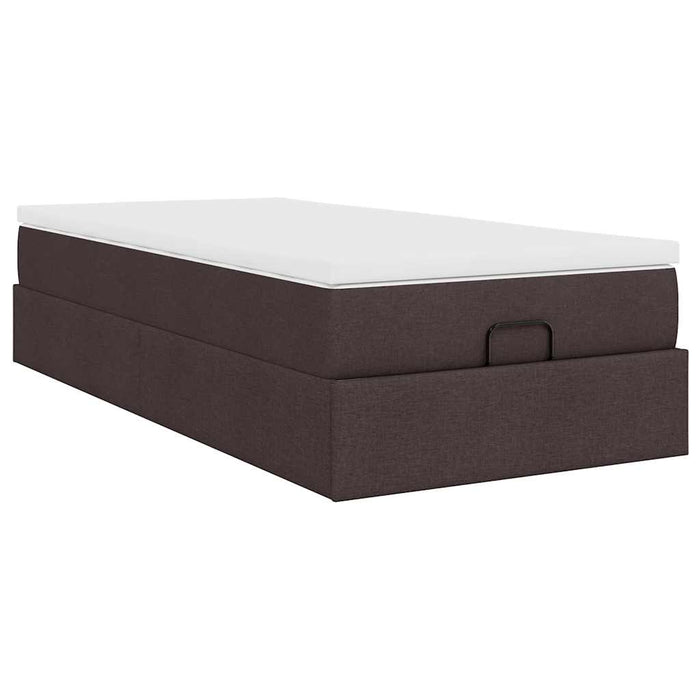 Cadru de pat otoman cu saltea țesătură maro închis 90x200 cm - WALTI WALTI