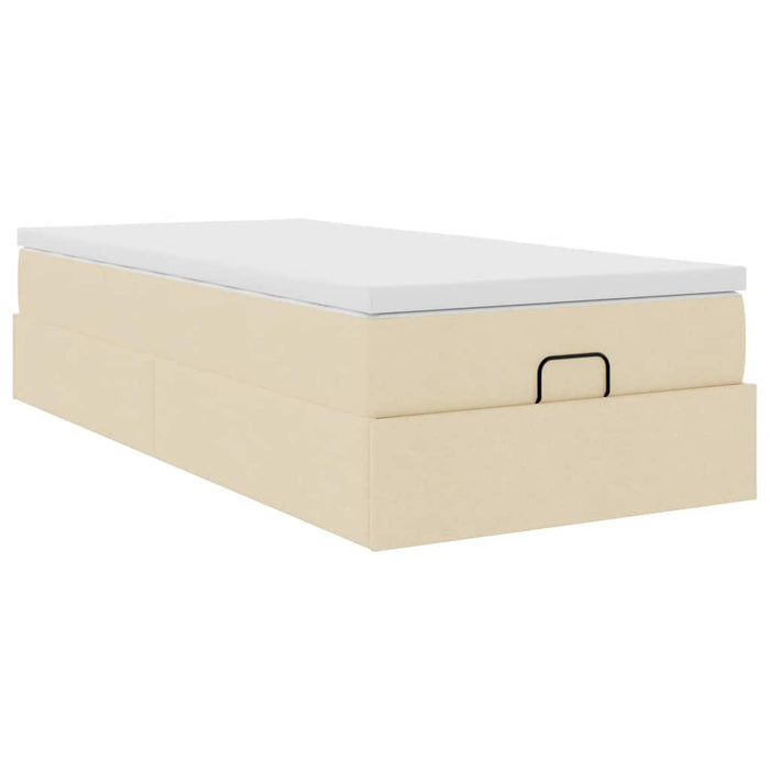 Cadru de pat otoman cu saltea crem 90x200cm stofa - WALTI WALTI