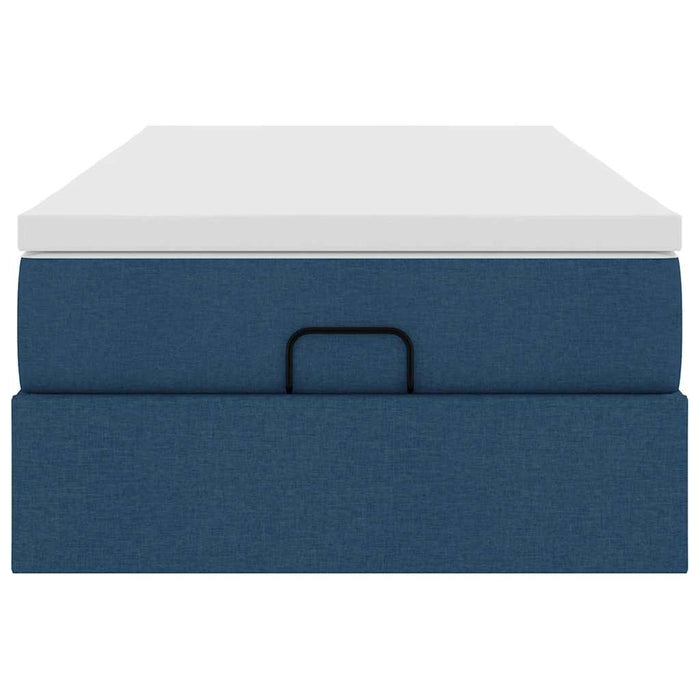Cadru de pat otoman cu saltea țesătură albastră 90x200cm WALTI