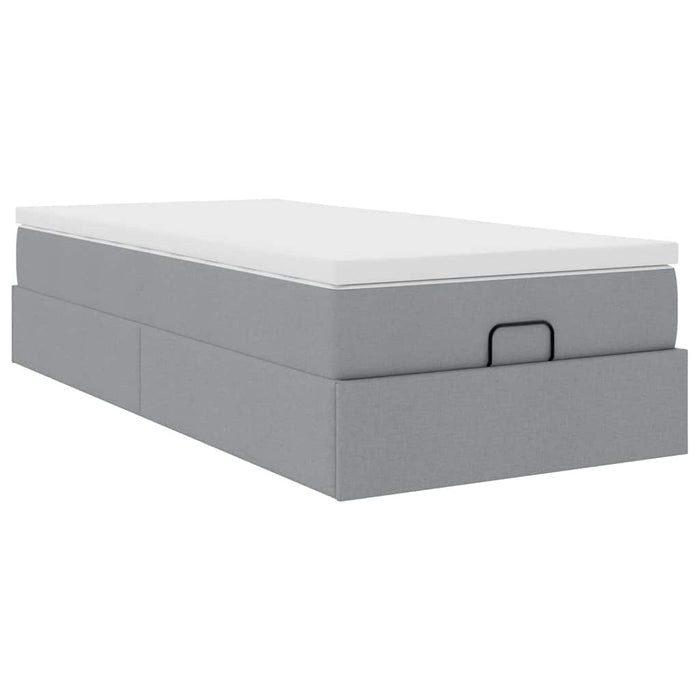 Cadru pat otoman cu saltea țesătură gri deschis 100x200cm - WALTI WALTI