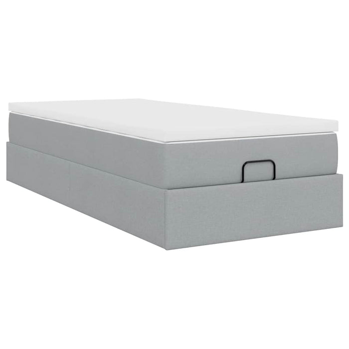 Cadru pat otoman cu saltea țesătură gri deschis 100x200cm - WALTI WALTI