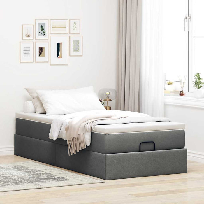 Cadru pat otoman cu saltea țesătură gri închis 100x200 cm - WALTI WALTI
