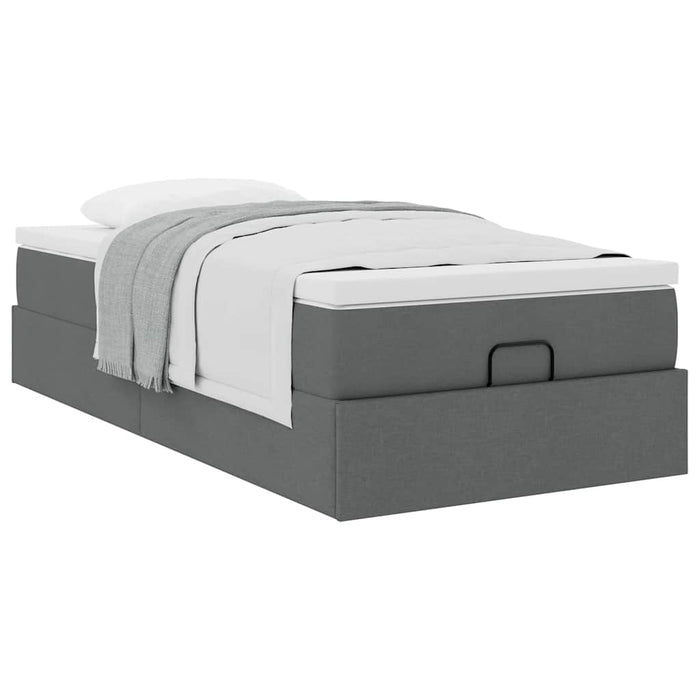 Cadru pat otoman cu saltea țesătură gri închis 100x200 cm - WALTI WALTI