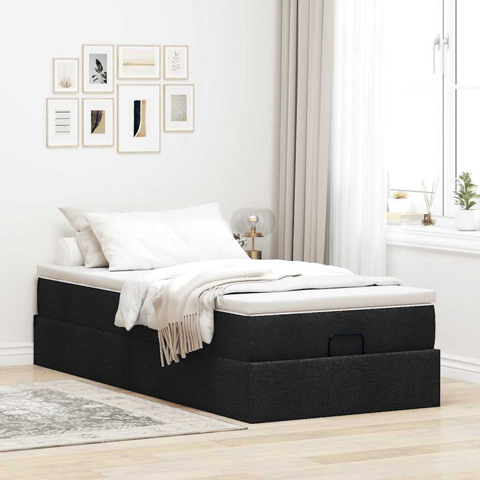 Cadru de pat otoman cu saltea țesătură neagră 100x200cm - WALTI WALTI