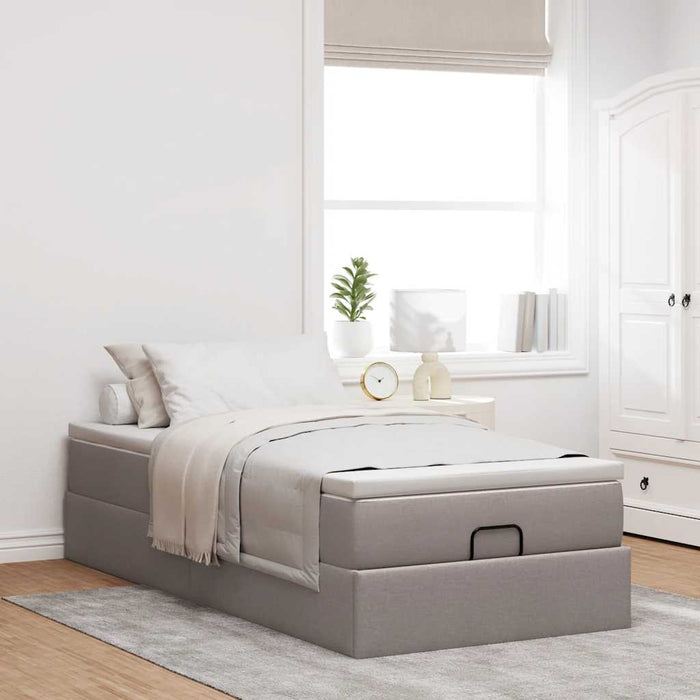 Cadru de pat otoman cu saltea Taupe 100x200cm Material WALTI