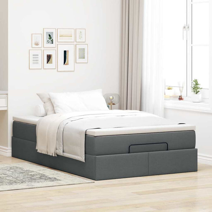 Cadru pat otoman cu saltea țesătură gri închis 120x190 cm - WALTI WALTI