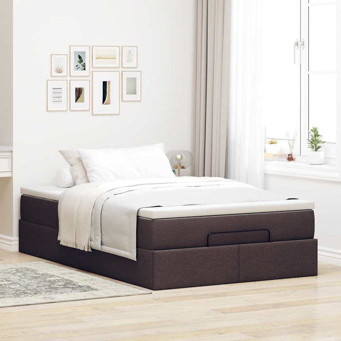 Cadru de pat otoman cu saltea țesătură maro închis 120x190 cm - WALTI WALTI