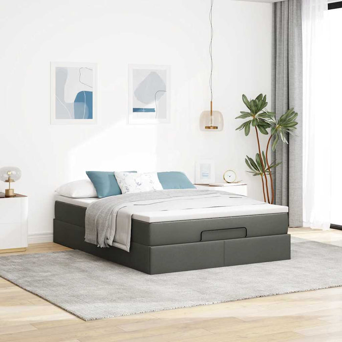 Cadru pat otoman cu saltea țesătură gri închis 140x190cm - WALTI WALTI