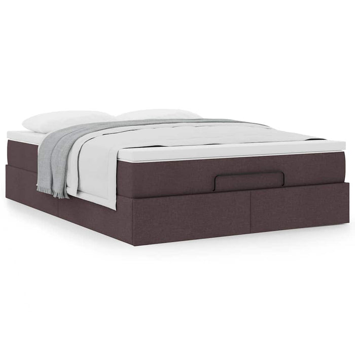 Cadru de pat otoman cu saltea țesătură maro închis 140x190cm - WALTI WALTI