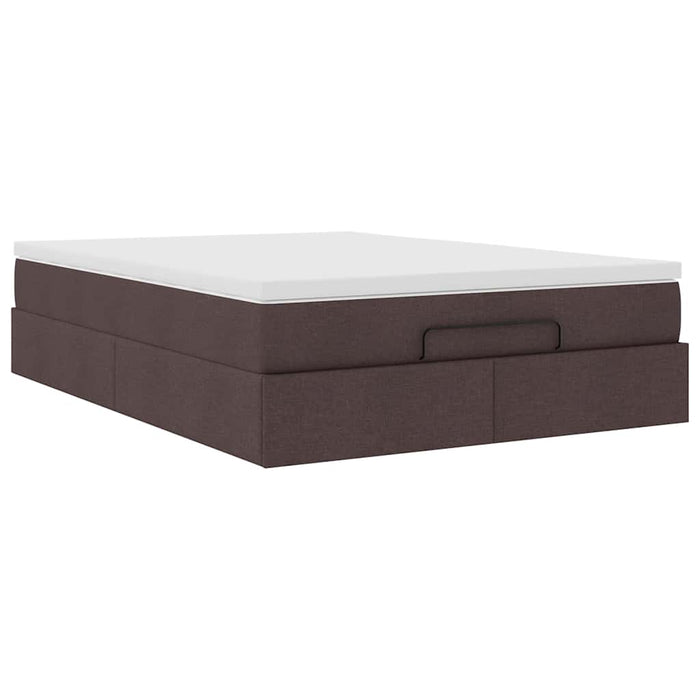 Cadru de pat otoman cu saltea țesătură maro închis 140x190cm - WALTI WALTI