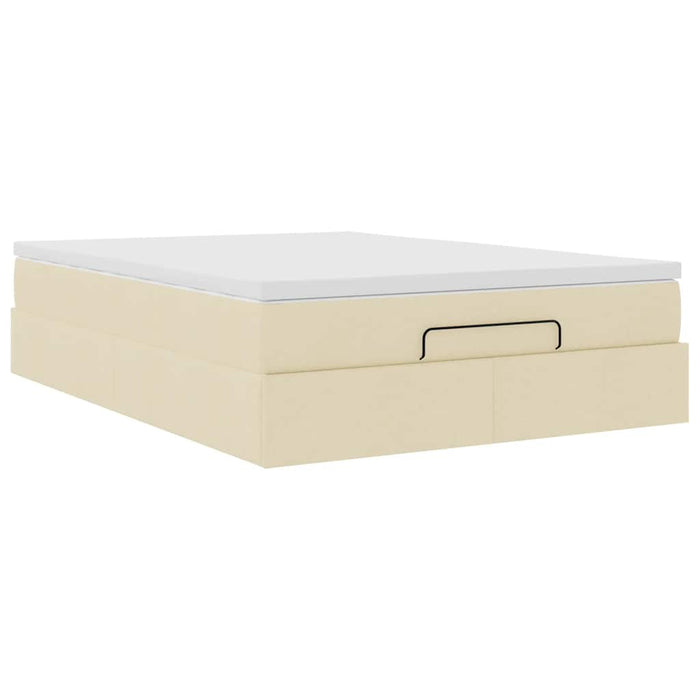 Cadru de pat otoman cu saltea crem 140x190cm stofa - WALTI WALTI