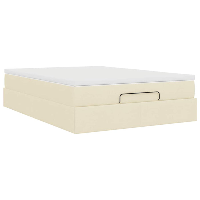 Cadru de pat otoman cu saltea crem 140x190cm stofa - WALTI WALTI