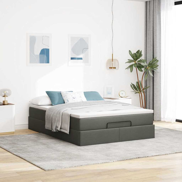 Cadru pat otoman cu saltea țesătură gri închis 140x200 cm - WALTI WALTI