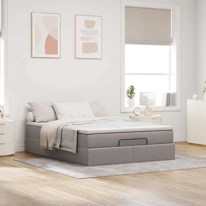 Cadru de pat otoman cu saltea Taupe 140x200cm Material WALTI
