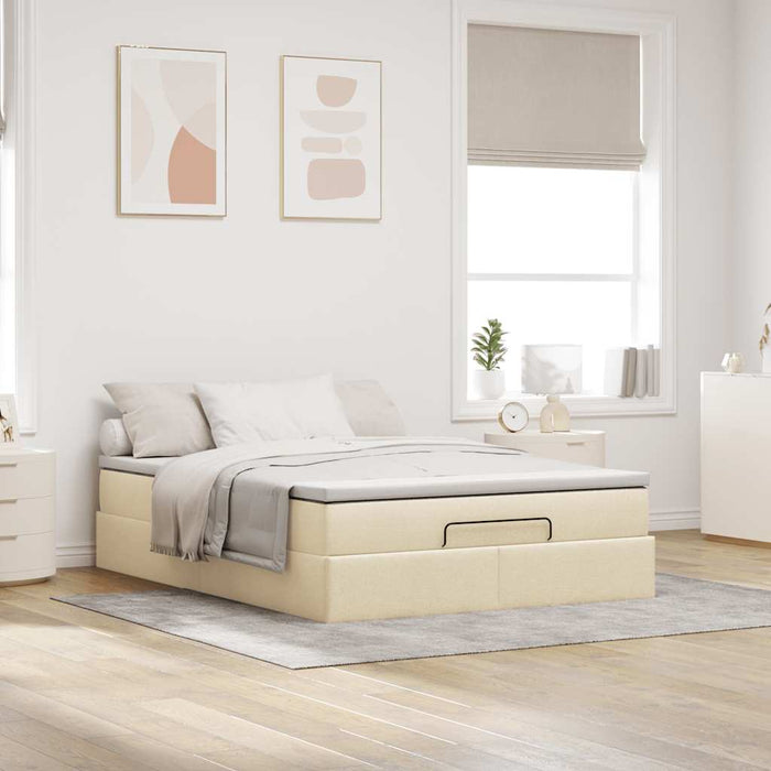 Cadru de pat otoman cu saltea crem 140x200cm stofa - WALTI WALTI