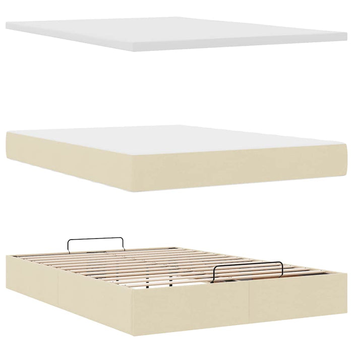 Cadru de pat otoman cu saltea crem 140x200cm stofa - WALTI WALTI