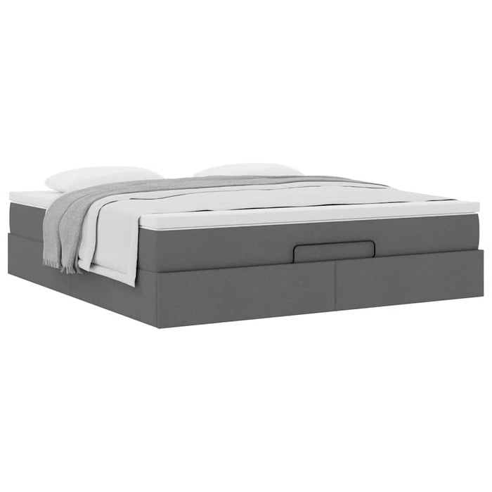 Cadru pat otoman cu saltea țesătură gri închis 160x200 cm - WALTI WALTI