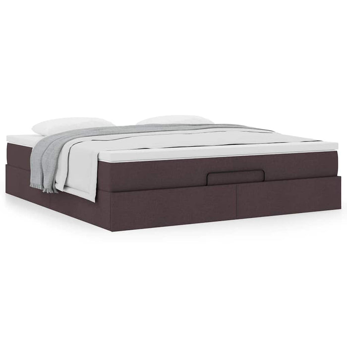 Cadru de pat otoman cu saltea țesătură maro închis 160x200cm WALTI