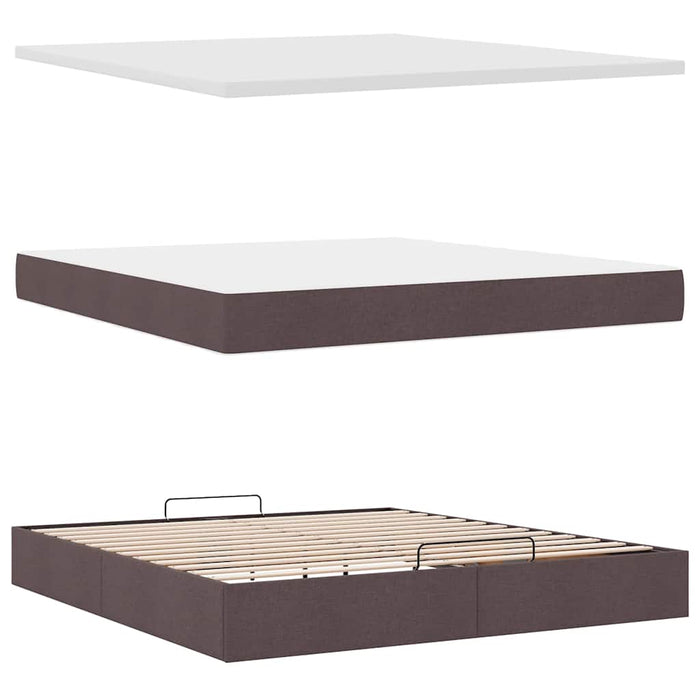 Cadru de pat otoman cu saltea țesătură maro închis 160x200cm WALTI