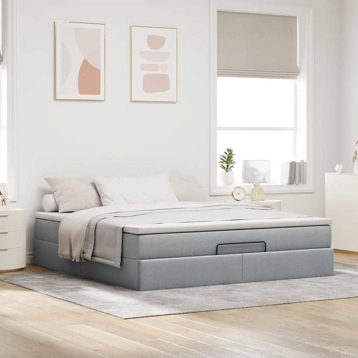 Cadru pat otoman cu saltea țesătură gri deschis 180x200cm - WALTI WALTI
