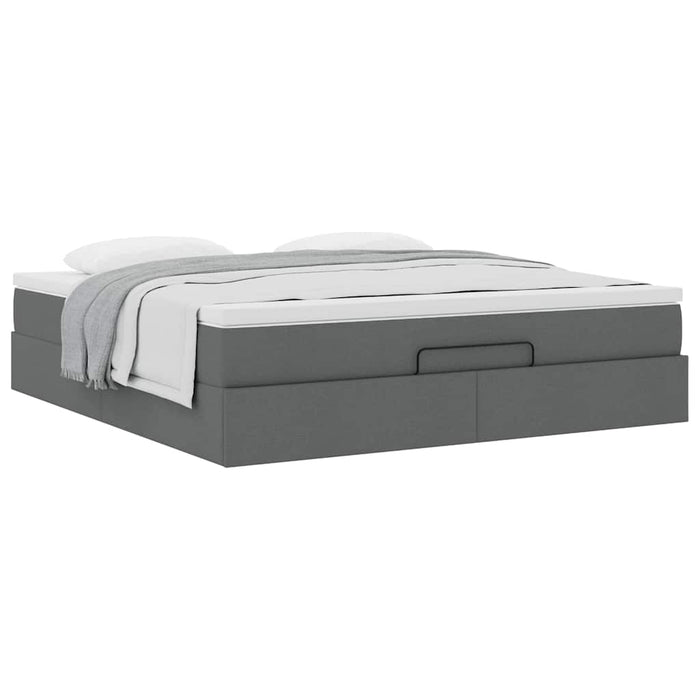 Cadru pat otoman cu saltea țesătură gri închis 180x200 cm - WALTI WALTI