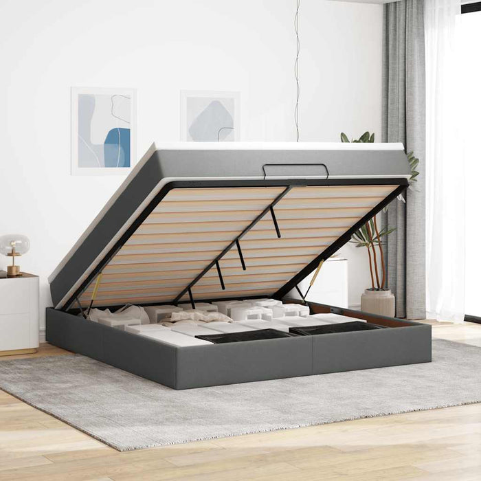 Cadru pat otoman cu saltea țesătură gri închis 180x200 cm - WALTI WALTI