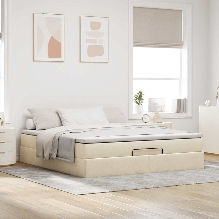 Cadru de pat otoman cu saltea crem 180x200cm stofa - WALTI WALTI