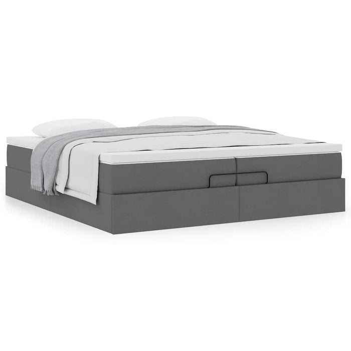 Cadru de pat otoman cu saltele țesătură gri închis 200x200cm - WALTI WALTI