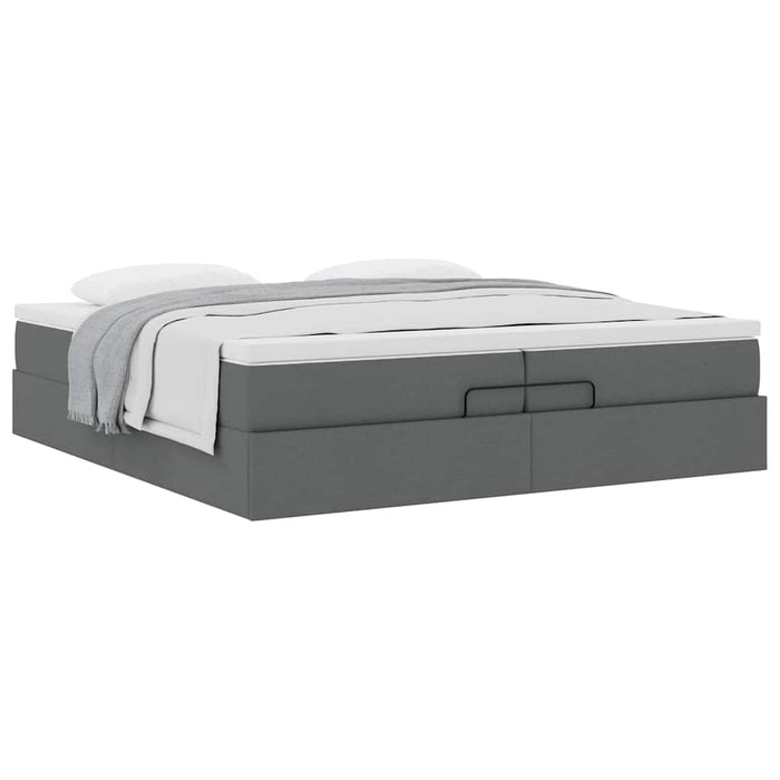 Cadru de pat otoman cu saltele țesătură gri închis 200x200cm - WALTI WALTI