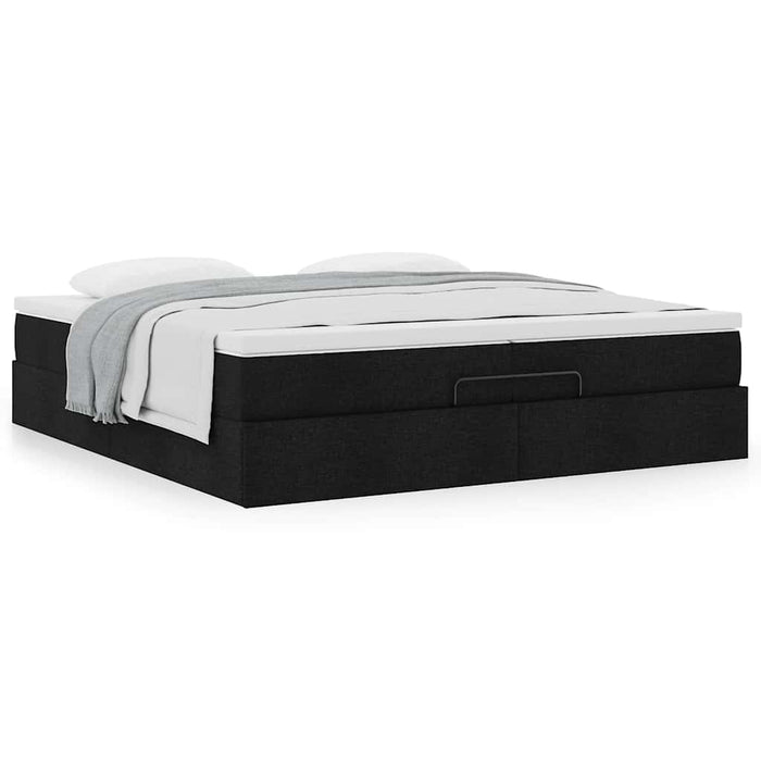 Cadru de pat otoman cu saltele, țesătură neagră 200x200cm - WALTI WALTI