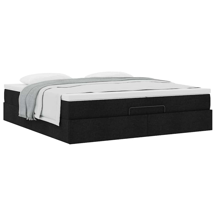 Cadru de pat otoman cu saltele, țesătură neagră 200x200cm - WALTI WALTI