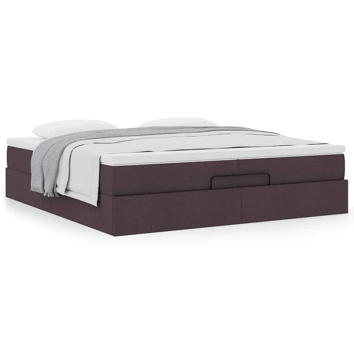 Cadru de pat otoman cu saltele țesătură maro închis 200x200cm WALTI