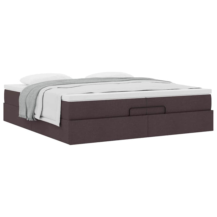 Cadru de pat otoman cu saltele țesătură maro închis 200x200cm WALTI