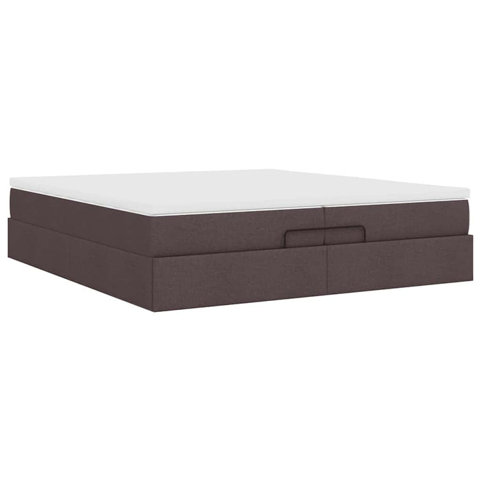 Cadru de pat otoman cu saltele țesătură maro închis 200x200cm WALTI