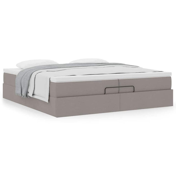 Cadru de pat otoman cu saltele Taupe 200x200cm țesătură WALTI
