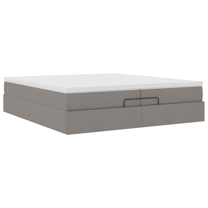Cadru de pat otoman cu saltele Taupe 200x200cm țesătură WALTI