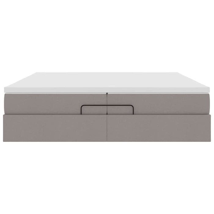 Cadru de pat otoman cu saltele Taupe 200x200cm țesătură WALTI