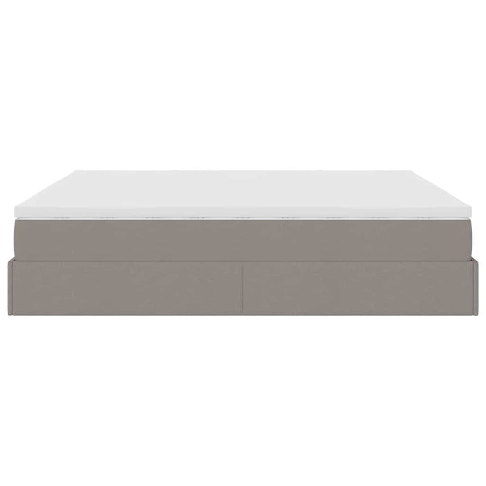 Cadru de pat otoman cu saltele Taupe 200x200cm țesătură WALTI