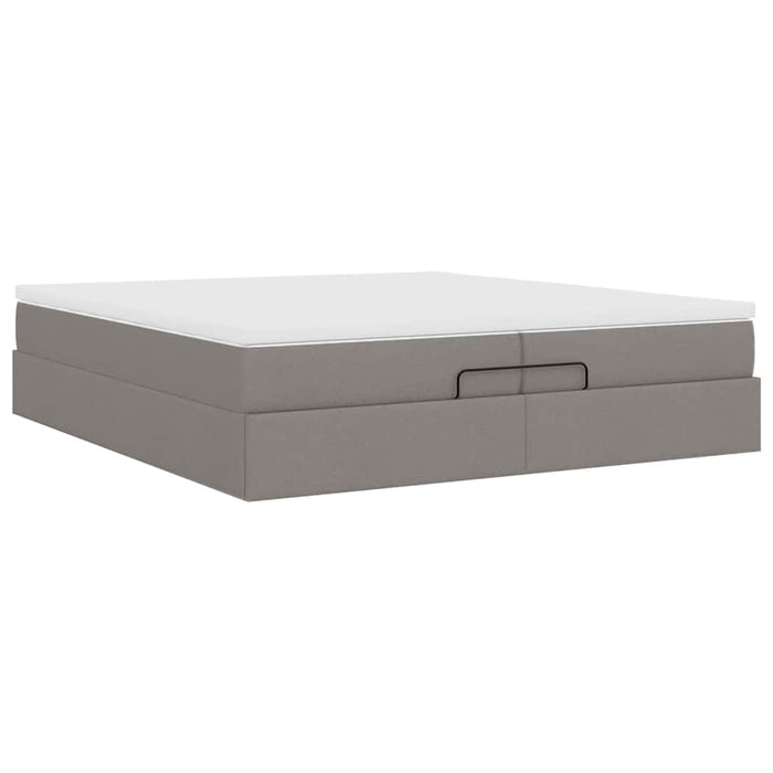 Cadru de pat otoman cu saltele Taupe 200x200cm țesătură WALTI